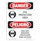 Signmission OSHA Danger Sign, Eye Protection Area Bilingual, 7in X 5in Decal, 5" W, 7" H, Bilingual Spanish OS-DS-D-57-VS-1223 - alternate 1